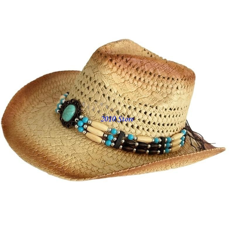 F3MF Fashionable Handwoven Straw Hat Roll Brims Sunproof Panama Hat for Women Bohemian Hat for Vacation and Everyday Wear