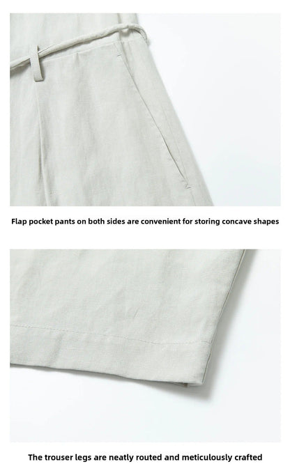 Colne U-Neck Linen Blend Vest And Knife Pleat One-Piece Pants Women's Fashion Design Sensation Tianli Material Long Pants