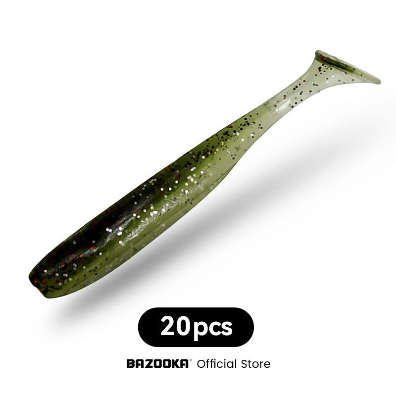 Bazooka Shad Worm Pesca Isca Artificial Macia Grande Silicone 90 100mm Isca Cauda T Easy Shiner Wobbler Swimbait Pesca Truta Lúcio Baixo Inverno