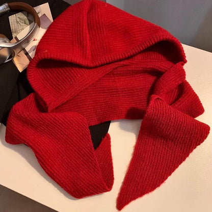 Knitted Winter Balaclava One-piece Thickened Scarf Cap Winter Accessories Hooded Hat Neck Protection Scarf Cold Weather New