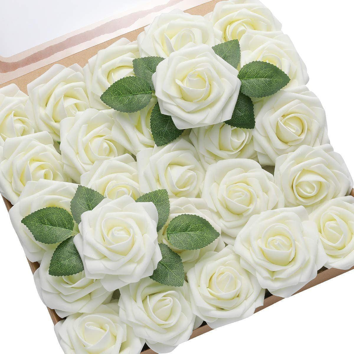 5-100pcs Fake Rose Flower Green Leaves for Valentine's Day Wedding Birthday Party Artificial Roses Heads with Stems Supplies