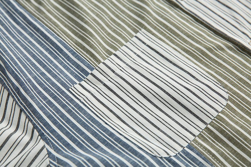 Stripe Splice Shirt Men Japnese Streetwear Fashion Loose Casual Long Sleeve Shirts Cityboy Oversize Cargo Shirts Blouses