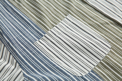 Stripe Splice Shirt Men Japnese Streetwear Fashion Loose Casual Long Sleeve Shirts Cityboy Oversize Cargo Shirts Blouses