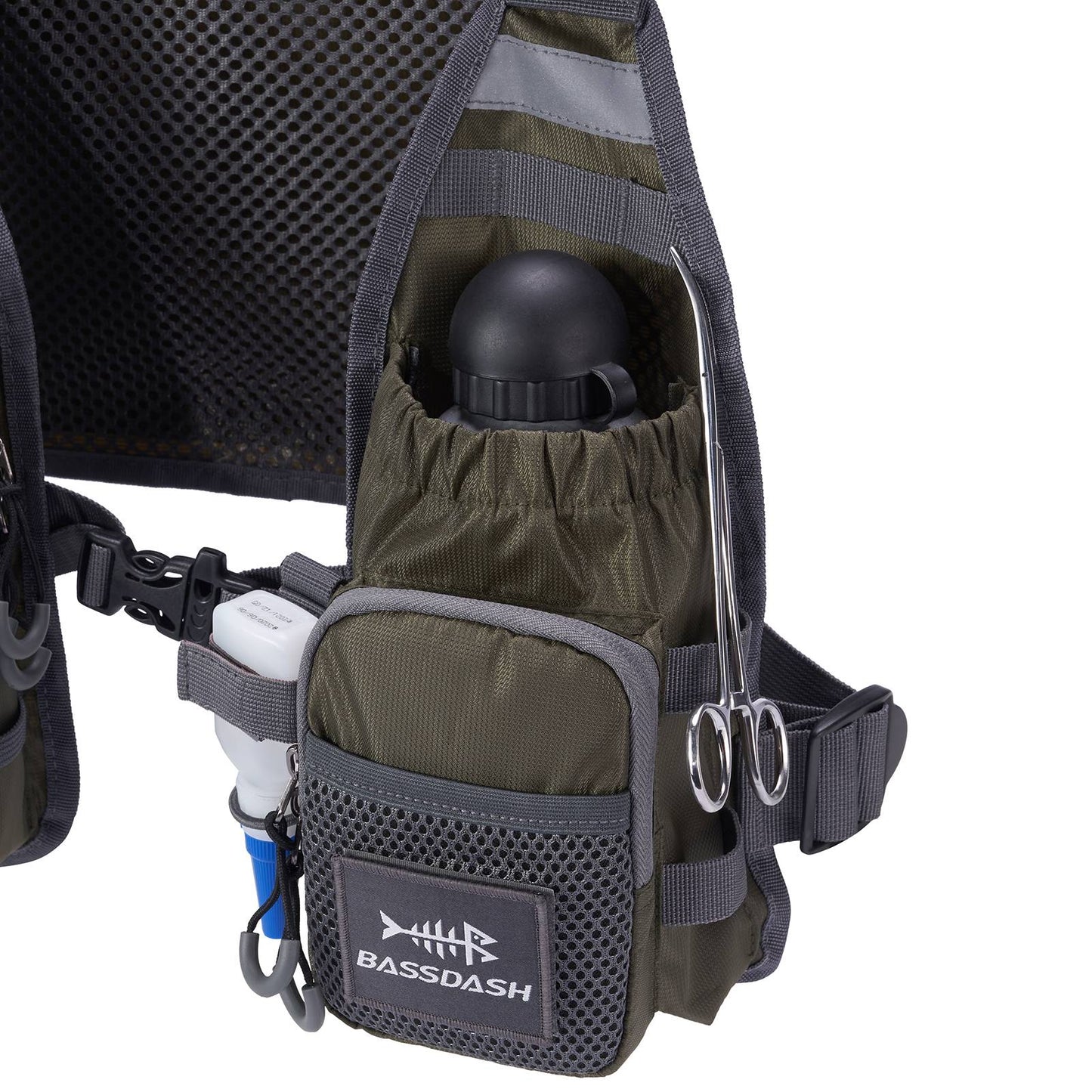 Colete de Pesca com Mosca Ultra Leve Bassdash FV08 para Homens e Mulheres, Colete de Peito Portátil Tamanho Único