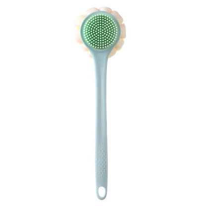 1 escova de banho de silicone macio para esfoliação corporal e massageador de costas com cabo longo para banho e saúde da pele