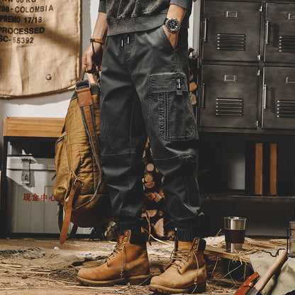Calça Cargo Masculina ARENS Techwear Preta Calça Cargo Masculina Vintage Japonesa Streetwear Hip Hop Bolsos Estilo Safari Casual Solta