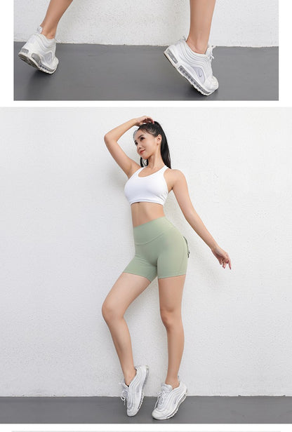 Peach Butt Fitness Shorts Women's Exercise Three-Quarter Pants Cargo Air Dry Pocket Yoga Tight Lift Summer