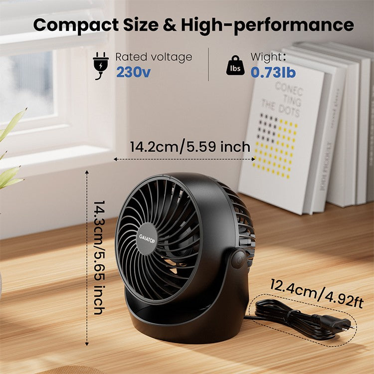 GAIATOP Air Circulator Fan, Portable Desk Fan Table Fan Dorm Fan, 5-Inch Small Fan 3 Speed with 360° Adjustable Tilt