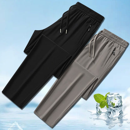 Summer Cool Pants Casual Male Trousers Ice Silk Men's Pants 2025 New Thin  Outdoor Elastic Breathable Straight Leg Sweatpants