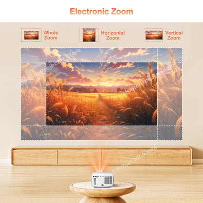 Projetor FlixTone D9W Ultra 3000 ANSI Full HD 1080P para Filmes Android WiFi 6 Home Theater Projetor Beam para Vídeos ao Ar Livre