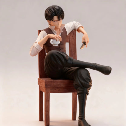 19cm Anime Attack on Titan Figures Levi Ackerman Figure Sitting Posture Model Toys Pre-sell Statue GK Figurine Ornament Gifts