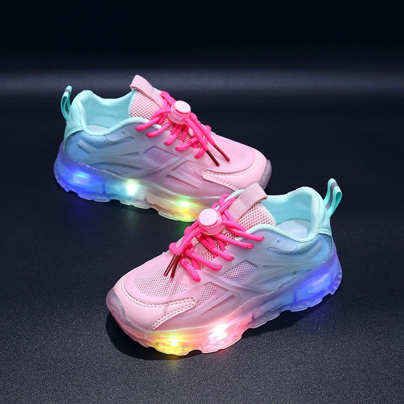 Summer Kid Sneakers New Fashion Light Up Boy Shoe Breathable Versatile Anti Slip Simple Sports Shoes Daily Classic Girl Shoes