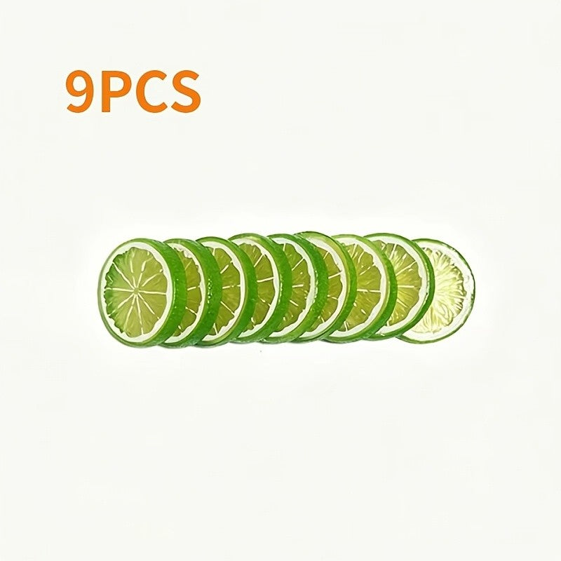9 Pcs Mixed Color Artificial Lemon Slices, Vibrant Fake Citrus Cutouts, Party Table Scatter, Photo Booth Backdrop Accents, Summe