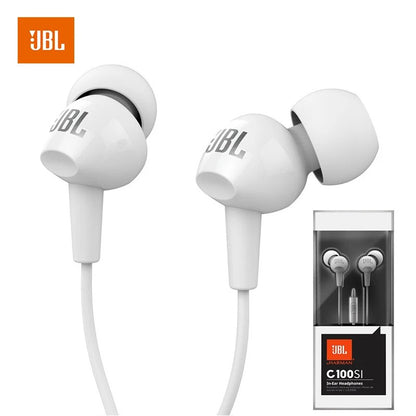 Fone de ouvido intra-auricular com fio JBL C100SI, estéreo para aulas on-line, jogos, com microfone para chamadas, arejado, para uso em laptop e reuniões