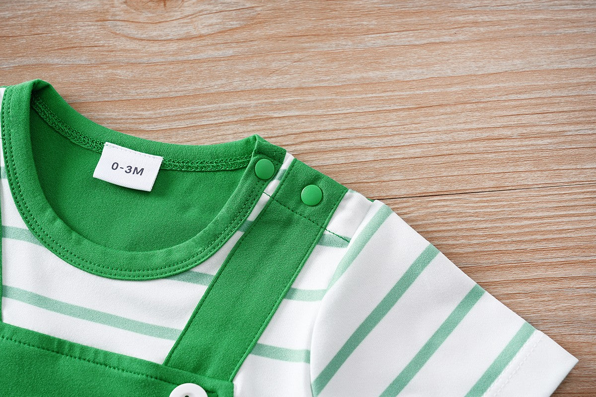 IURNXB Newborn Baby Romper Summer Cat Printed Short Sleeve Stripe Jumpsuit Infant One Piece Outfit for Boys Girls Unisex 0-18M