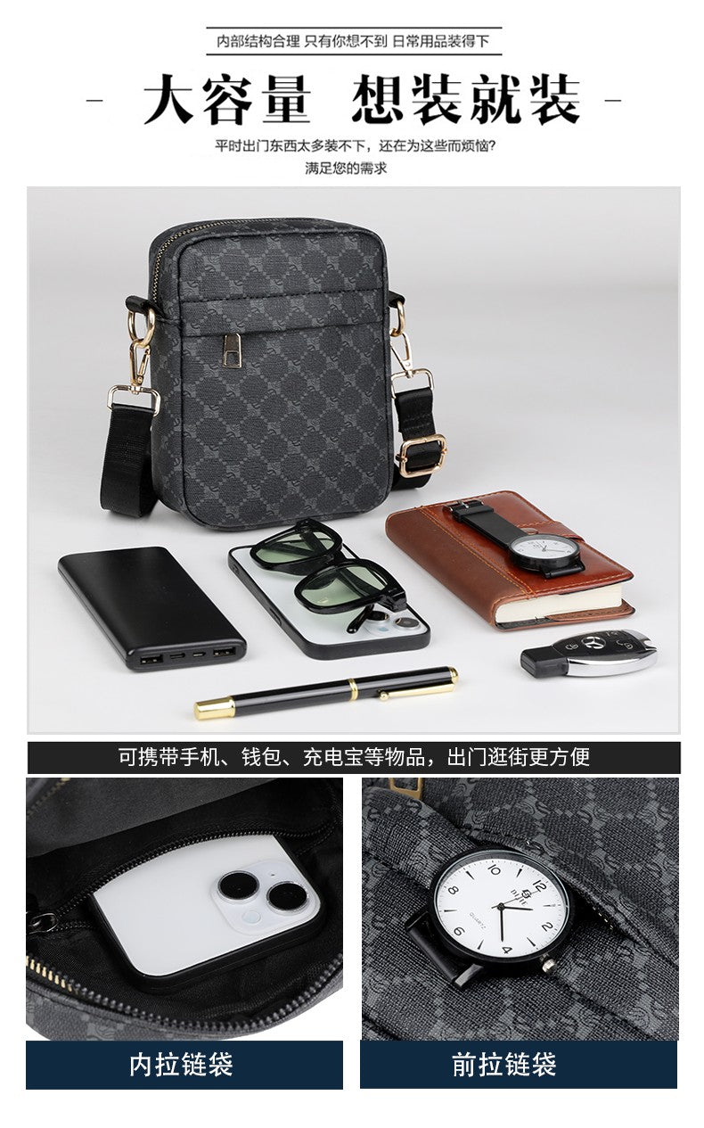 Luxury Designer Men Small Shoulder Bag PU Leather Messenger Crossbody Phone Bag For Men Vintage Style Men Handbag Bag Bolsa Sac