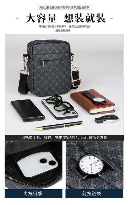 Luxury Designer Men Small Shoulder Bag PU Leather Messenger Crossbody Phone Bag For Men Vintage Style Men Handbag Bag Bolsa Sac