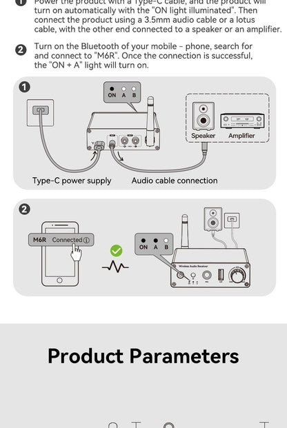Car Bluetooth-compatible Wireless Audio Adapter 6.0 Audio Receiver U-Disk 6.5MM Karaoke Wireless Music Amplifier for Speaker