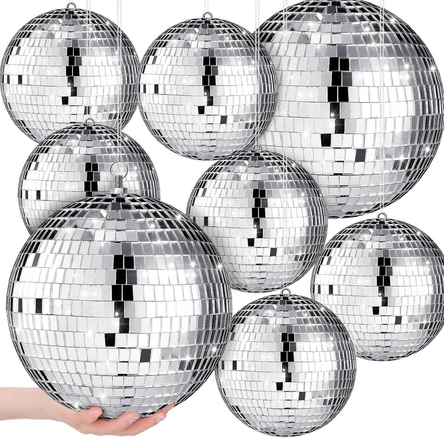 3-15cm Silver Ball Christmas Decoration Hanging Christmas Tree Pendant Ornament Party for Home Decor Xmas New Year Accessories