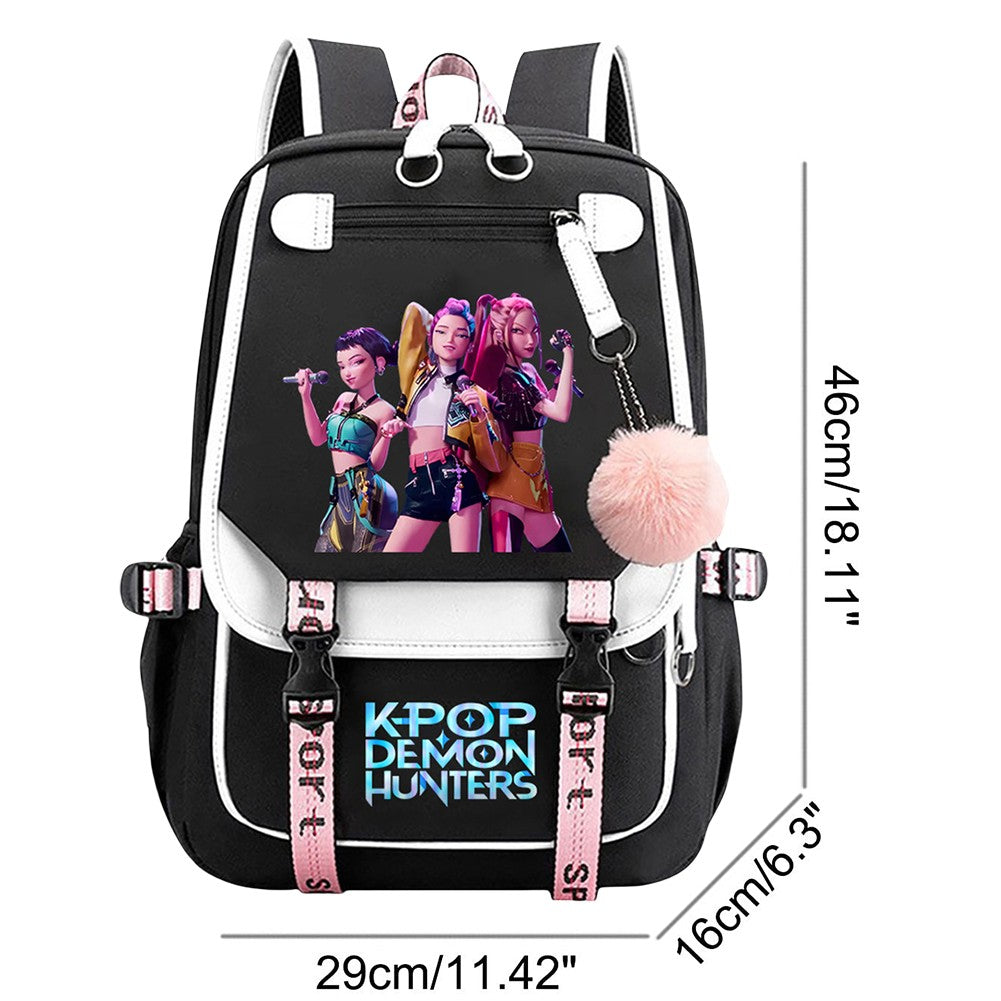 Mochila Escolar para Alunos KPop Demon Huntes Mochila Diária 2025 Mochilas com Estampa de Filme Quente para Meninas e Meninos com Porta USB para Laptop