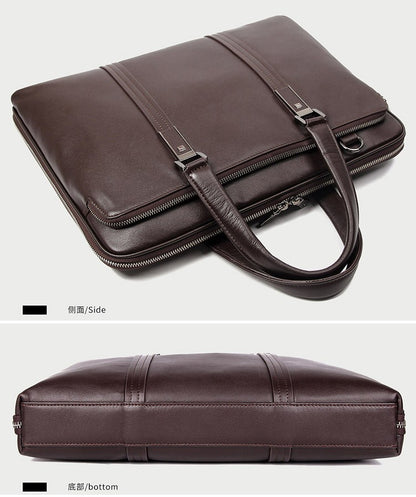 Luxury Genuine Leather Briefcase Men Leather Business Bag 15.6" Laptop Bag 14 Male Office Bag Document File Case Shoulder Bag