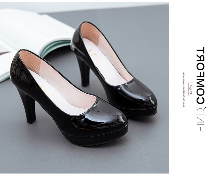 Voesnees Women Shoes Comfortable Formal Wear Black High Heels 3-5cm Professional Mid-heel Flight Attendant Etiquette Work Shoes