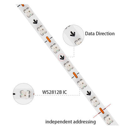 2.7mm WS2812B LED Strip Ultra Narrow 160Leds/M Individually Addressable RGBIC Light Strip Dreamcolor DC5V/12V