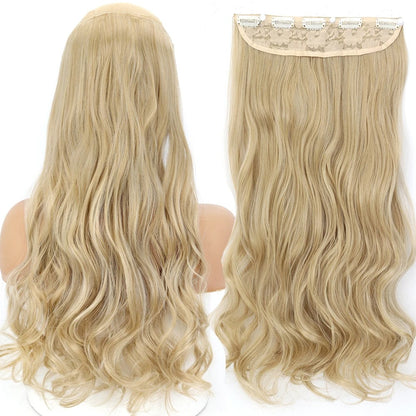 Extensão de Cabelo Liso Comprido de Fibra Sintética Resistente ao Calor com 5 Clipes 22"32" Preto Castanho Loiro