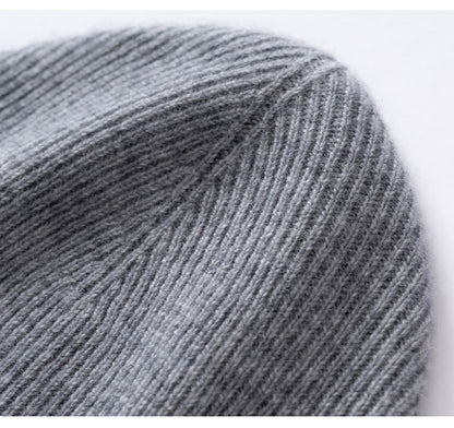 New Autumn Winter 100% Cashmere Hat Knitted Mountaineering Wool Hat Outdoor Skiing Double Layer Men and Women Thickened Warm