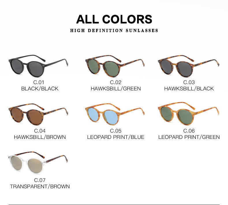 Óculos de Sol Polarizados Redondos Retrô Masculino Feminino Armação Clássica Leopardo Óculos de Sol Fashion Preto Dirigindo Masculino Feminino Goggles UV400