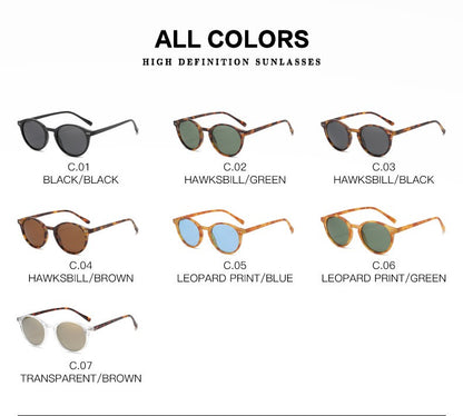 Óculos de Sol Polarizados Redondos Retrô Masculino Feminino Armação Clássica Leopardo Óculos de Sol Fashion Preto Dirigindo Masculino Feminino Goggles UV400