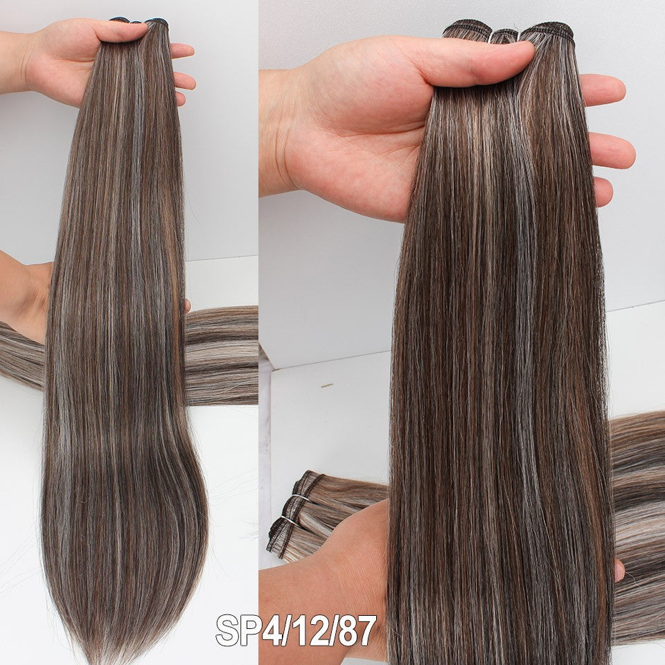 Cabelo Sintético Russo Liso de 65cm 200g, Extensões de Cabelo de Fibra com Bio Proteína Resistente ao Calor, Rabo de Cavalo para Cosplay