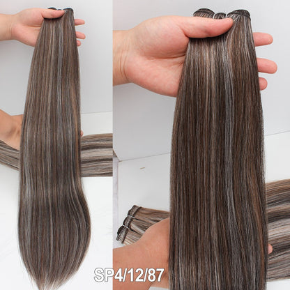 Cabelo Sintético Russo Liso de 65cm 200g, Extensões de Cabelo de Fibra com Bio Proteína Resistente ao Calor, Rabo de Cavalo para Cosplay