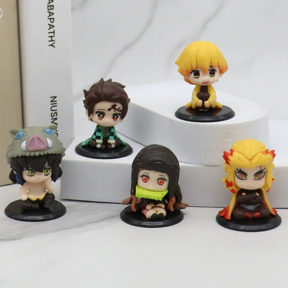 Q Posket Figure Atacado Demon Slayer Mini Estatueta 5Pcs 10Pcs 12Pcs 15Pcs Conjuntos Kimetsu No Yaiba Pequenas Bonecas de PVC Decoração de Mesa