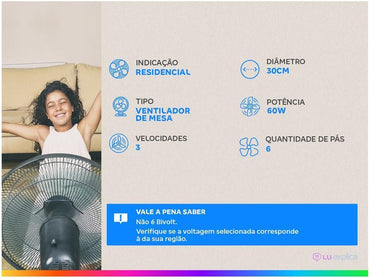 Mondial Fan Super Power 30cm 6 Pas 3 Speeds 60W - 220V