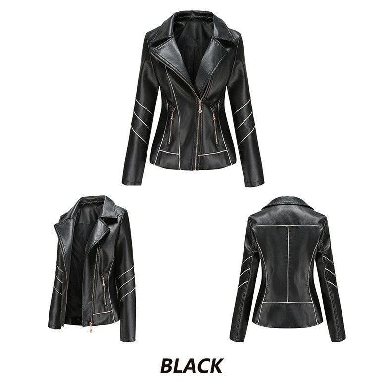 Red PU Faux Leather Jacket Women fashion Casual Biker Jackets Outwear Female Tops spring and autumn Black Leather Jacket Coat
