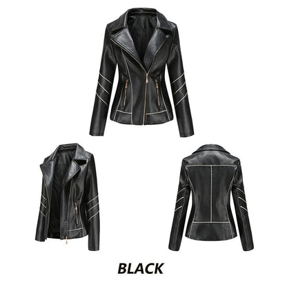 Red PU Faux Leather Jacket Women fashion Casual Biker Jackets Outwear Female Tops spring and autumn Black Leather Jacket Coat