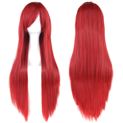 Soowee 80cm Cabelo Sintético Comprido Branco Roxo Perucas Cosplay Festa Preto Cabelo Liso Peruca Postiça para Mulheres