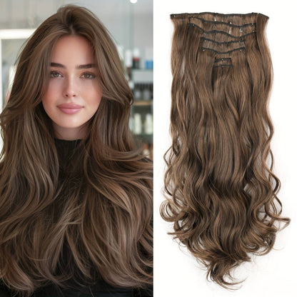 Cabelo Liso Comprido 16 Clipes 7 Pçs/Conjunto de Apliques de Cabelo Sintético Natural Loiro Preto Resistente ao Calor 2026