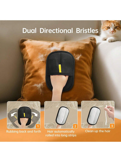 2 Piece Pet Hair Remover Gloves Against Static Charging, Both Side Foot Roll, Cat Hair Brush, Suitable For Carpet, Bed Linen, Cl