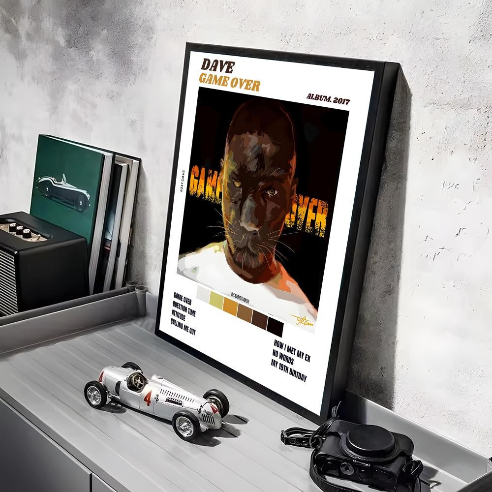 Rap D_Dave Album Painting Calligraphy Linen Canvas Poster Wall Prints for Living Room Bedroom Office Home Decoration