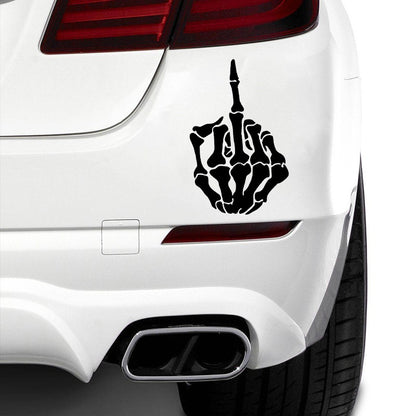 Skull Skeleton Bone Middle Finger Flipping Off Vinyl Decal Car Sticker Waterproof Auto Decors for Bumper Rear Window