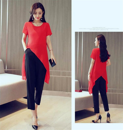 New 2025 Summer Fashion New Solid Color Split Chiffon Shirts Loose Irregular Shirts Tops Thin Blouses Woman Red blusas femininas