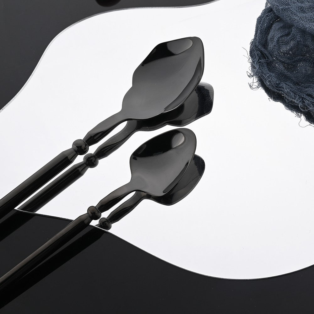 Conjunto de Talheres em Aço Inox 304 Preto Espelhado Conjunto de Talheres Faca de Bife Garfo Colher para Lava-louças