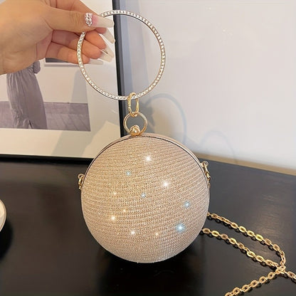 Women's Crystal Ball Clutch Bag Shiny Round Elegant Dinner Party Purse Luxury Female Party Handbags