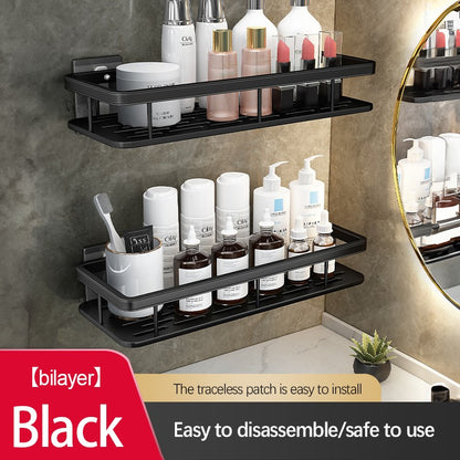 Prateleira de Armazenamento para Banheiro Aço Inoxidável Antiferrugem Prateleira de Chuveiro com Ventosa Utensílios Domésticos de Armazenamento