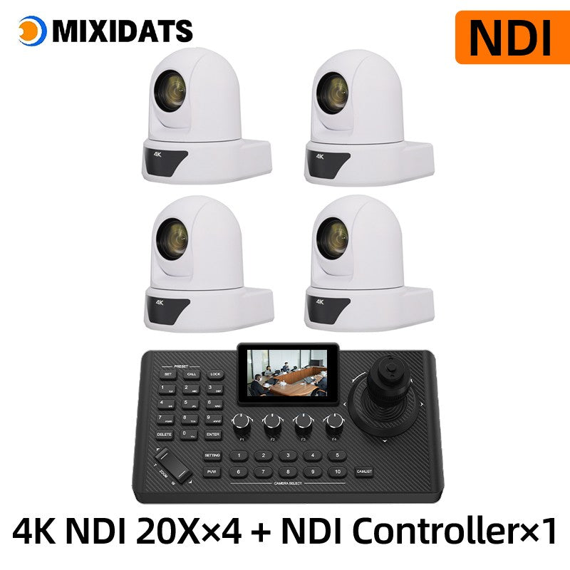 4K NDI  PTZ Camera 1-10pcs 20X Zoom Video Conference Camera for Church Business Meeting Optional 1 controller keyboard kit