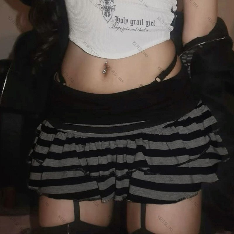 Cute sweet millennium Spice Girls lace mini skirt Trendy elegant Vintage Harajuku skirt subculture fashionable female Slim skirt