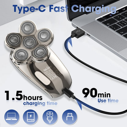 Sejoy Electric Bald Head Shaver & Multi-functional Hair Beard Trimmer 5 in 1 Wet & Dry Hair Cutting Machine Rechargeable