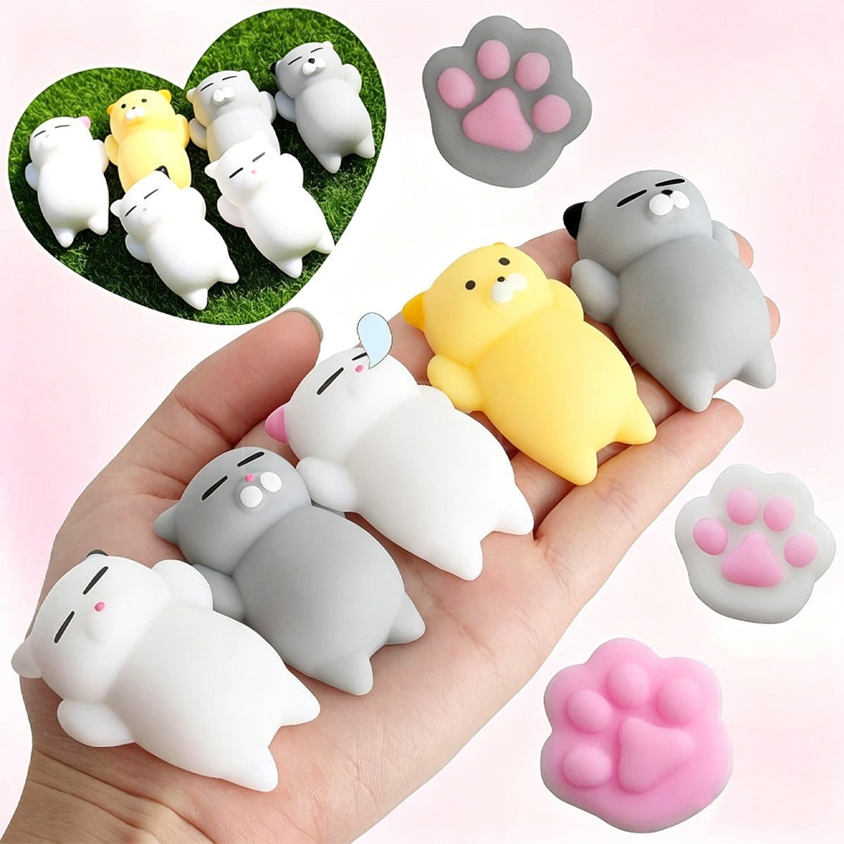 4/5/6PCS Kawaii Squishies Mochi Animal Antistress Toys Stress Relief Ball Relaxing Mood Squeeze Gifts Party Favors for Birthday